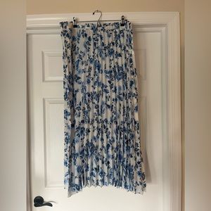 Blue and white floral ankle length skirt; NEVER WORN